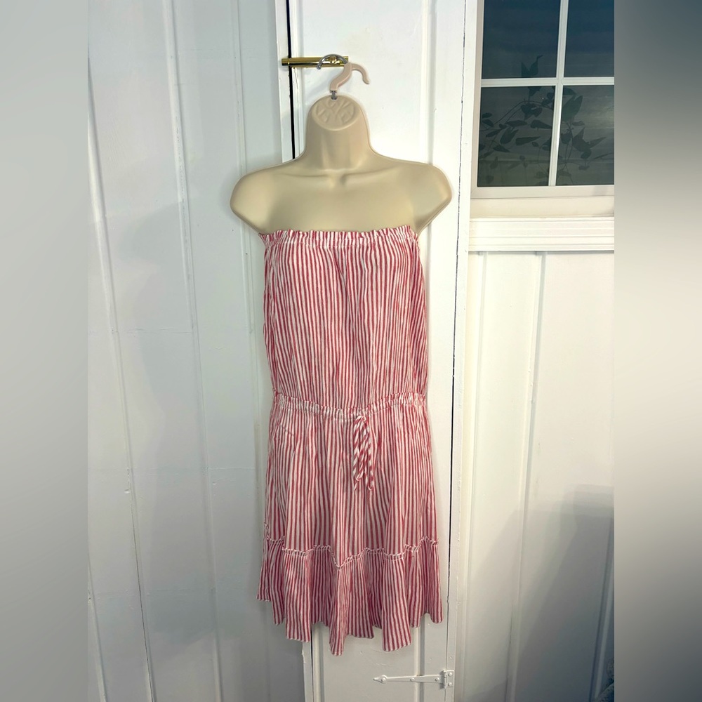NWT Juniper Blu Red and White Striped Mini Tie Waist Mini Dress Size Large